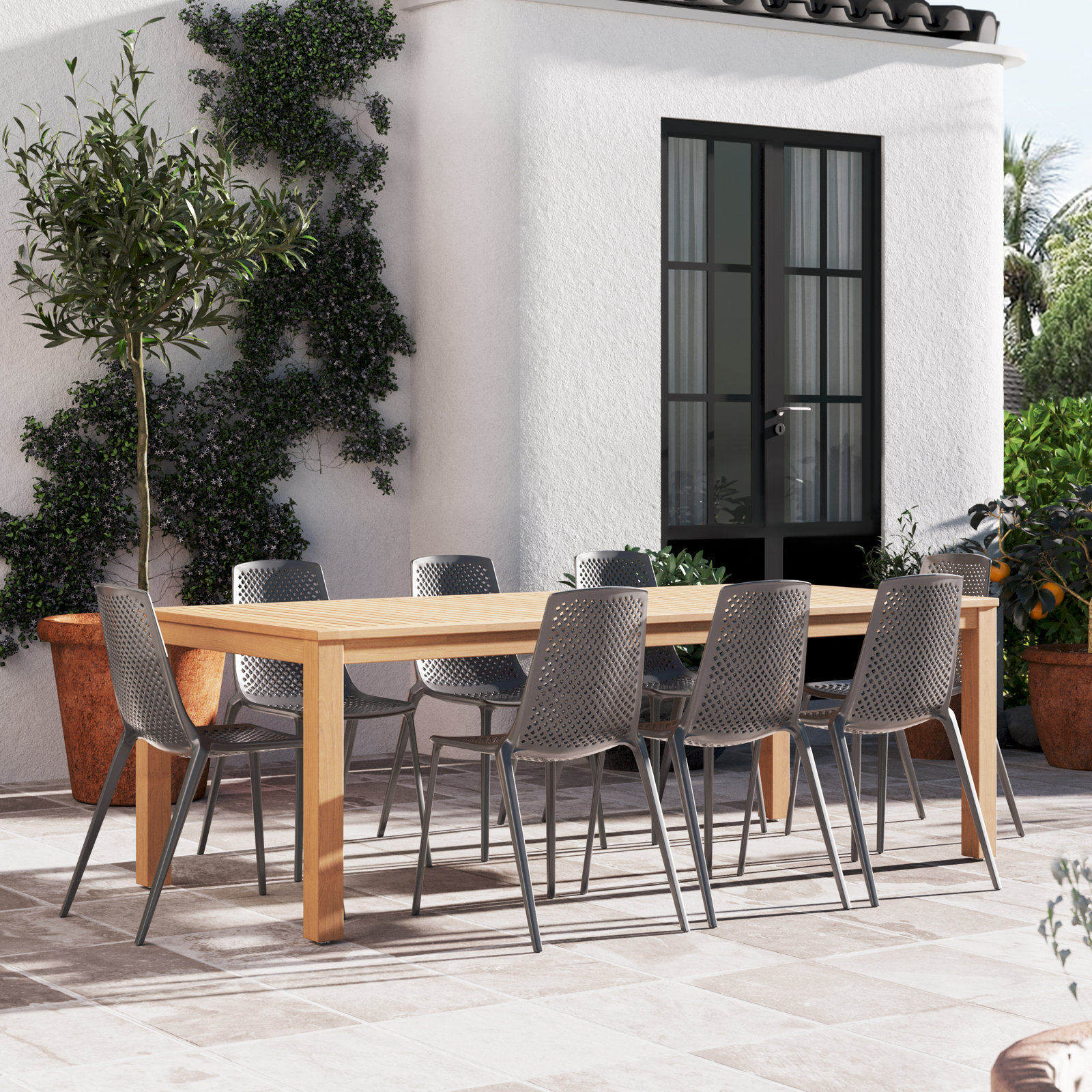 Anautica 88" Eucalyptus Patio Dining Set