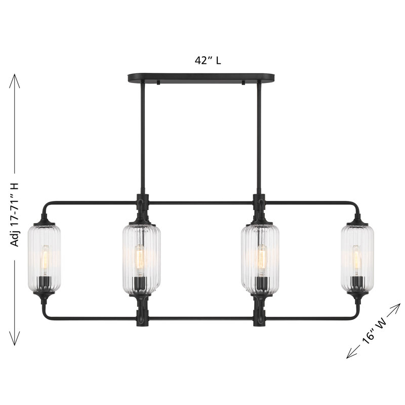Lustre linéaire à 6 lumières Nunley, Noir mat