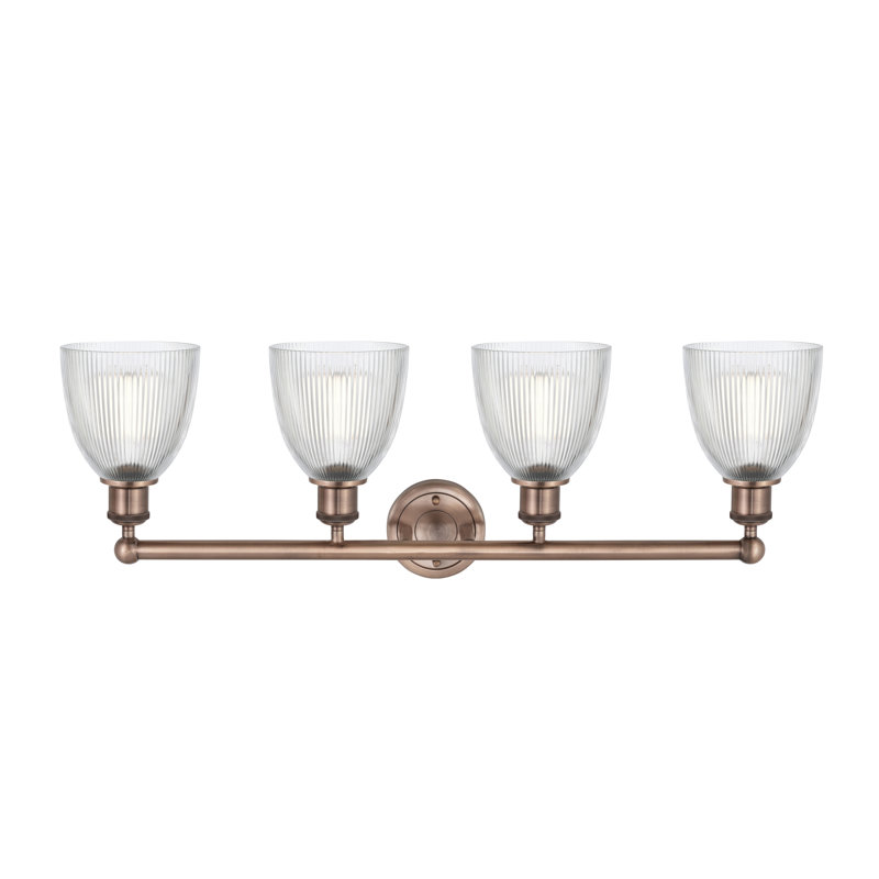 Éclairage pour meuble-lavabo 4 lumières 33 pouces Philomene, Transparent, Cuivre antique