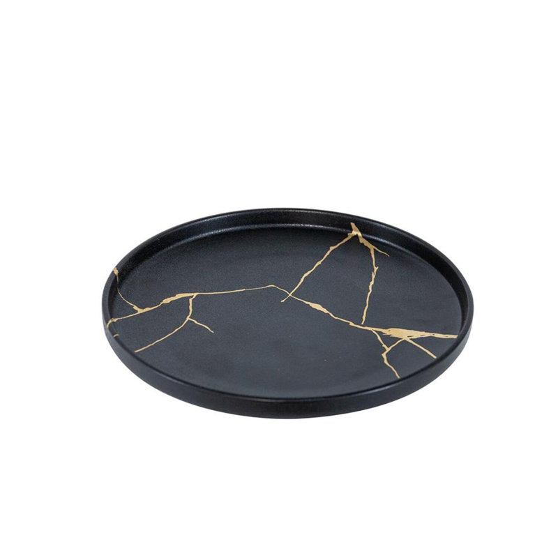 Porcelaine Mercer41 Lann, H 1,2 po x l 10,4 po x P 10,4 po, Noir / or