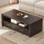 Table basse Mid-Century avec rangement, noyer