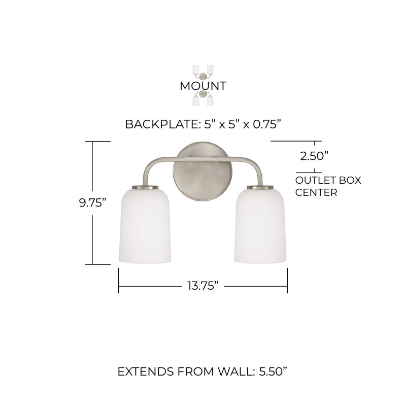 2 - Light Dimmable Vanity Light, Silver