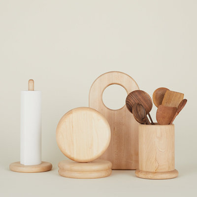 Simple Solid Wood Round Utensil Crock