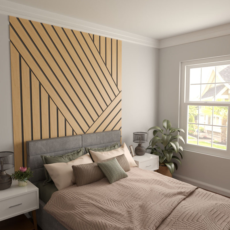 Adjustable Wood Slat Wall Panel Kit, 4"W x 47"H x 0.25"T, Maple