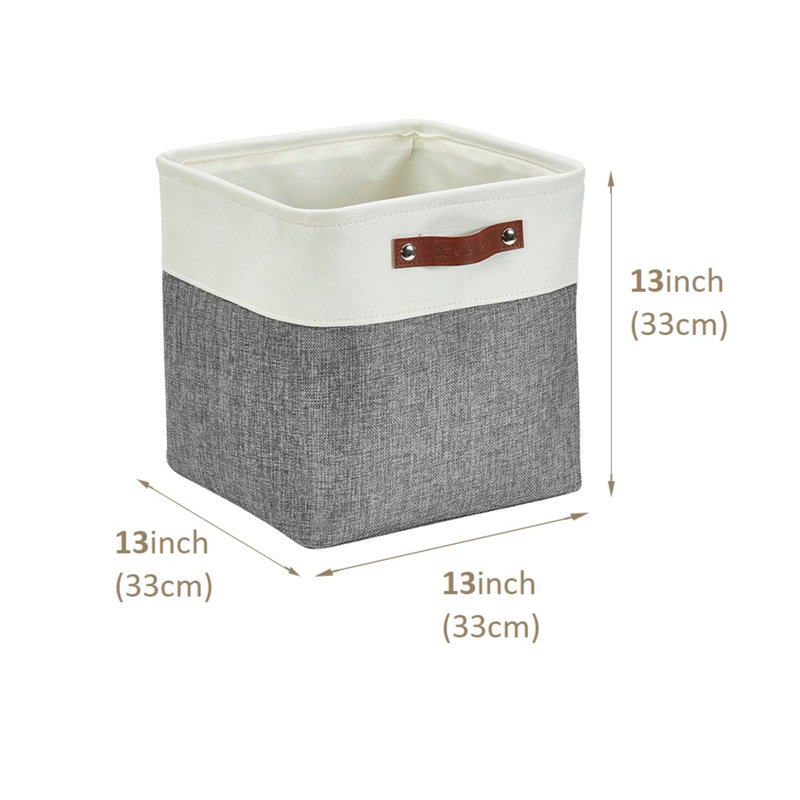 Cube ou bac en tissu robuste, Gris ardoise / blanc, H 13 po x l 13 po x P 13 po