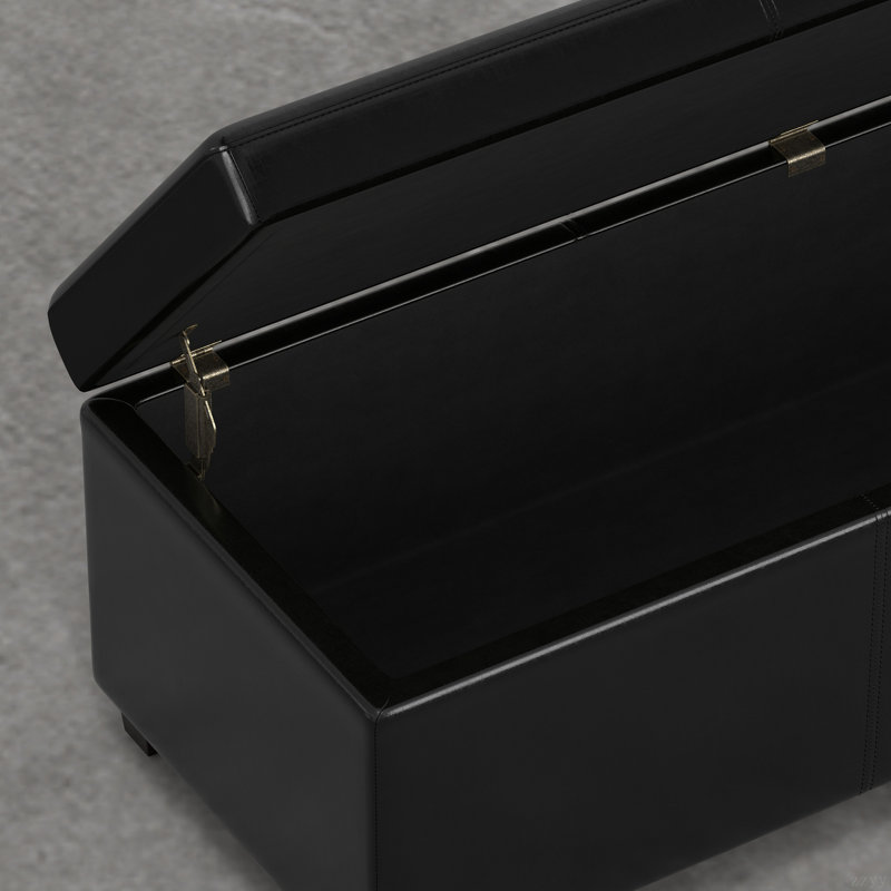 Lincoln Extra Large Storage Ottoman Bench, Black