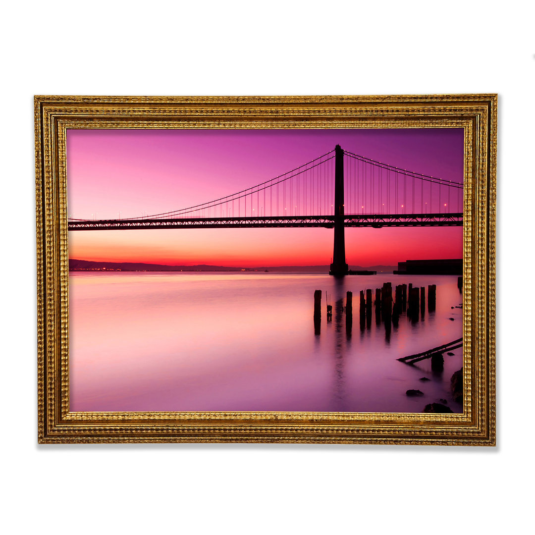 Golden Gate Bridge Pink Serene - Einzelner Bilderrahmen Kunstdrucke