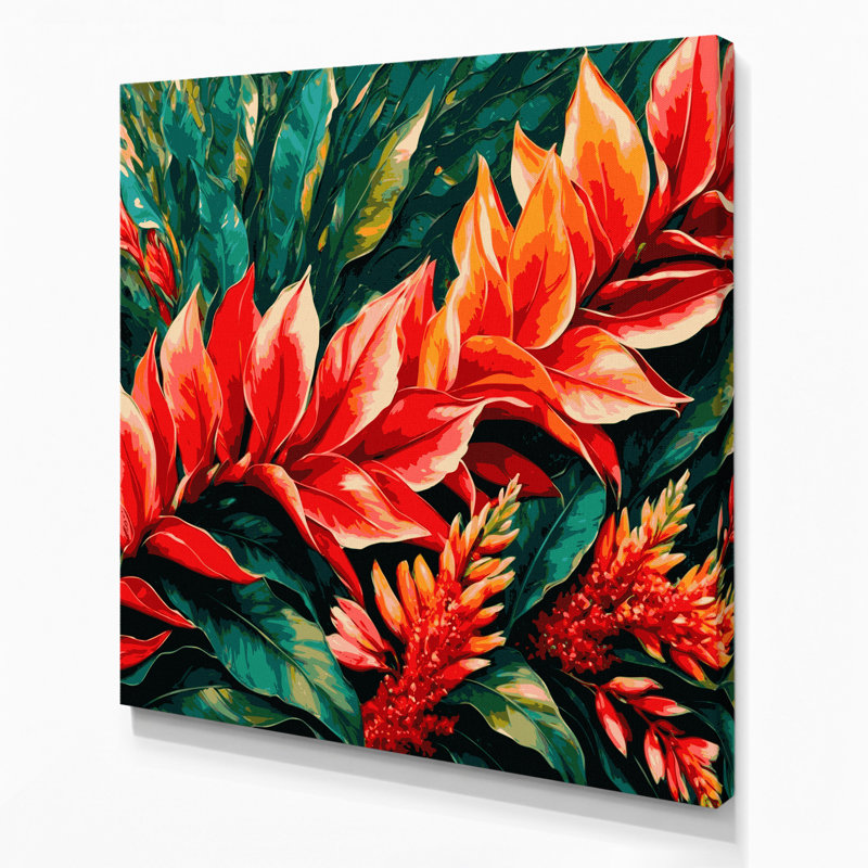 «Hawaiian Heliconia Green», art mural sur toile, H 12 po x l 12 po