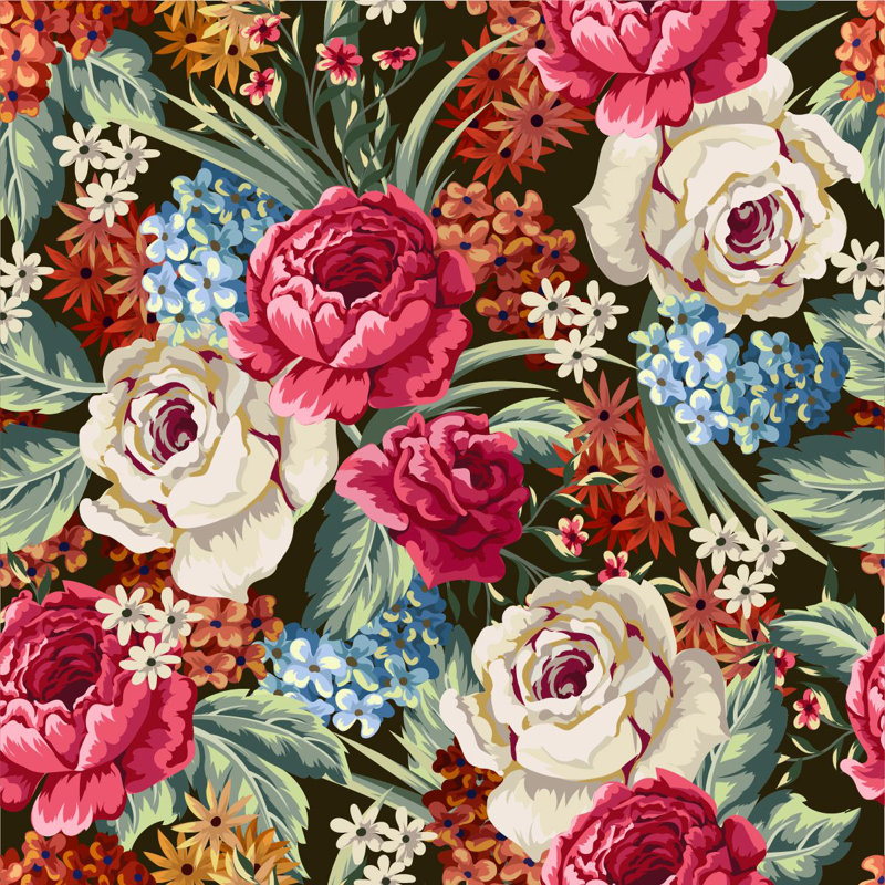 Murale fleurs Deloy, L 100 po x L 100 po