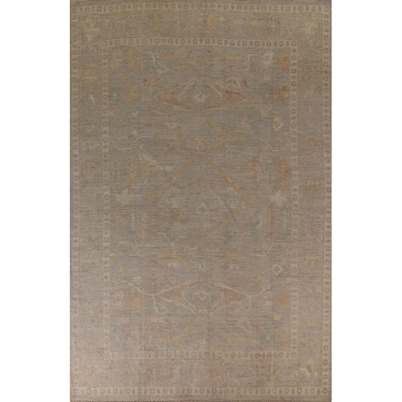 Tapis oriental gris / gris anthracite en laine noué à la main 9 pi 1 po x 12 pi