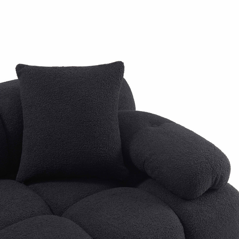 Chesnie Black Vegan Shearling 4-Piece Modular Sectional