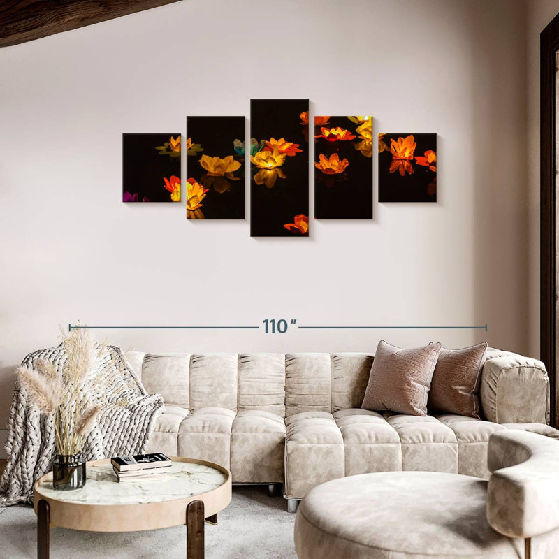 Lotus Lanterns, 36" H x 80" W