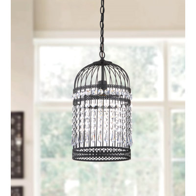 Luminaire suspendu cylindrique de style lanterne à 1 lumière Abe