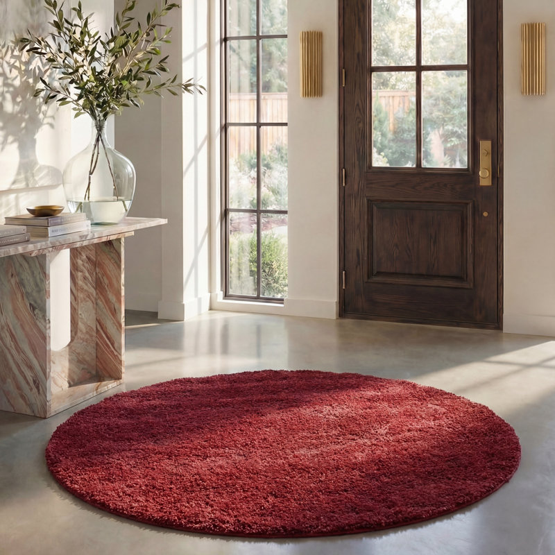 Delane Area Rug, Round 6'7", Maroon