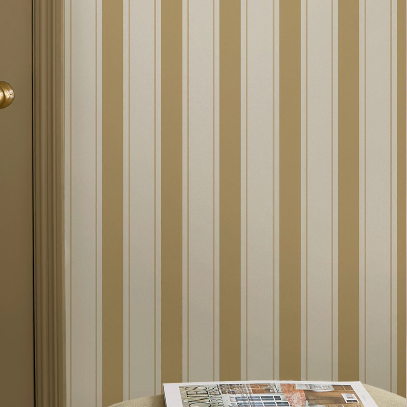 Sophie Allport Oundle Stripe Warm Honey Wallpaper, Yellow