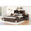Lit plateforme robuste avec tablettes coulissantes, lit gigogne simple et 2 tiroirs, finition espresso-459535010
