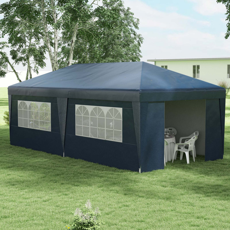 Outsunny 10' X 19.5' Pop Up Canopy Tent With Sidewalls, Height Adjustable Large Party Tent Event Shelter With Leg Weight Bags, Double Doors And Wheeled Carry Bag For Garden, Patio