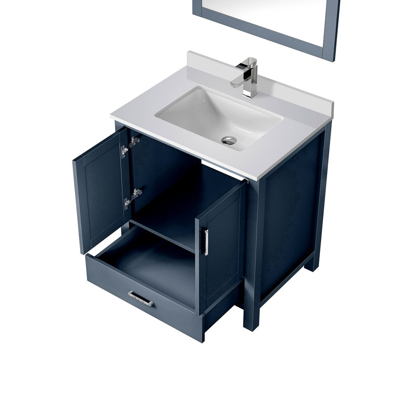 Meuble-lavabo de salle de bain 30 po X P 22 po P, comptoir en quartz, ensemble de robinet et Miroir, Gris foncé