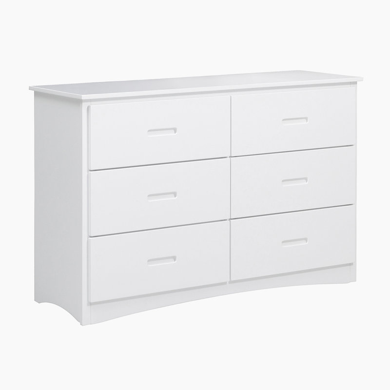 Awrad 48" Transitional Wood Dresser with 6-Drawers, Roller Side Glides & Integrated Cutout Handles, White
