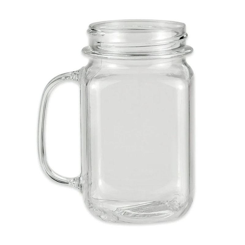 GET Verres Mason en plastique incassables avec poignées, 16 onces, transparent (ensemble de 12)