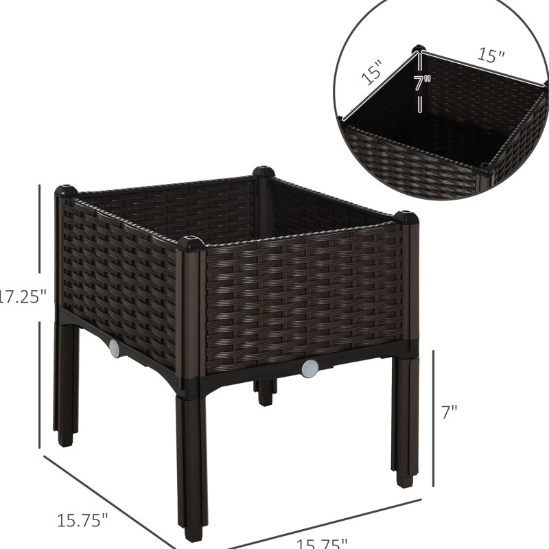 Boîte de jardin surélevée brune avec auto-vidange