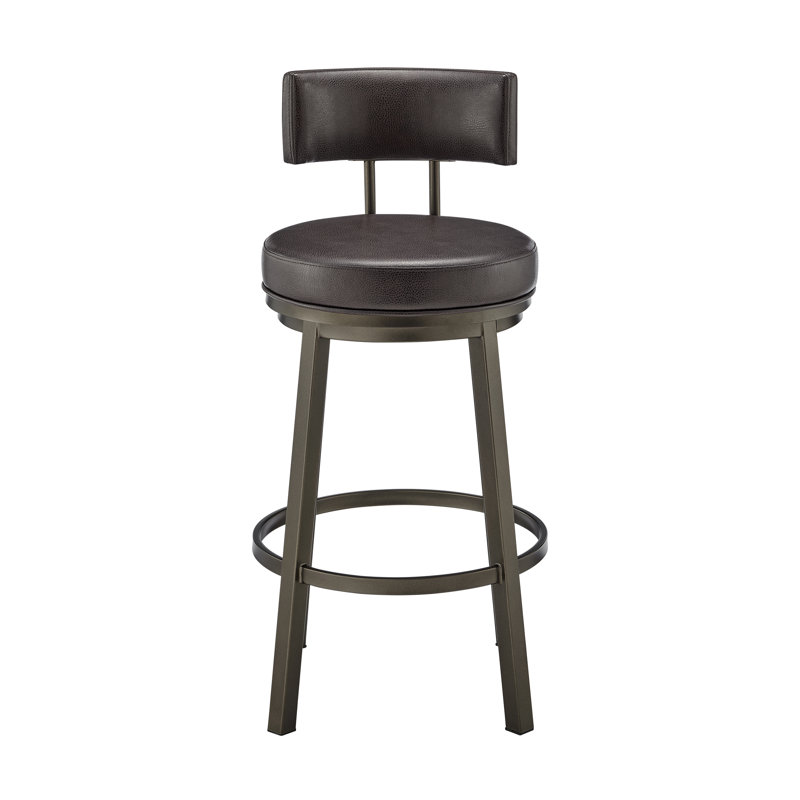 Bretha Swivel Counter Stool with Metal Frame, Mocha/Brown, Bar Stool (30" Seat Height)