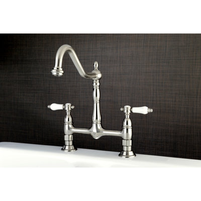 Kingston Brass Bel-Air Two-Handle 2-Hole Deck Mount Bridge Kitchen Faucet