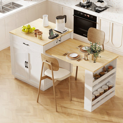Faux Mable Kitchen Table with Double-sized Storage by Lark Manor