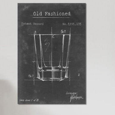 «Barware Blueprint I» par Ethan Harper - Estampe numérique sur toile tendue avec châssis, H 26 po x l 18 po, Toile tendue
