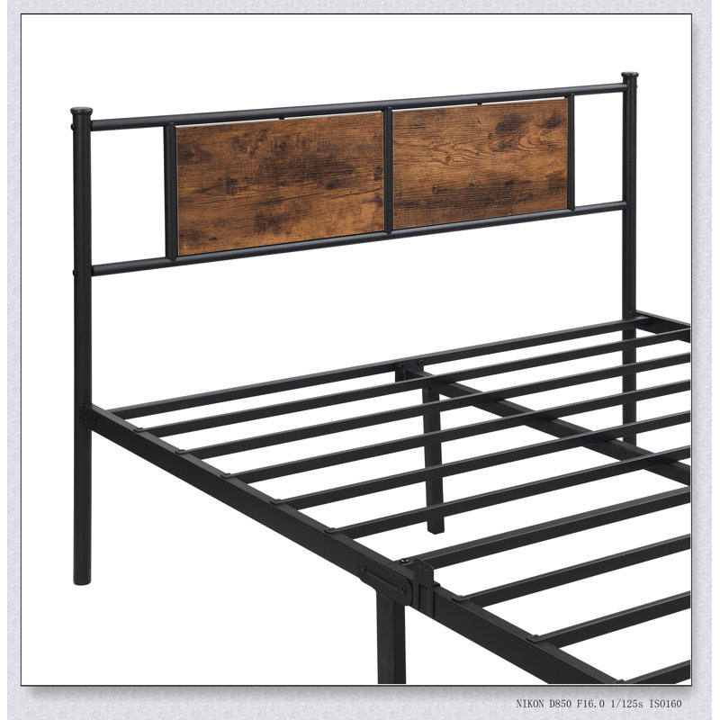 Tête de lit en métal avec décoration en bois, Grand