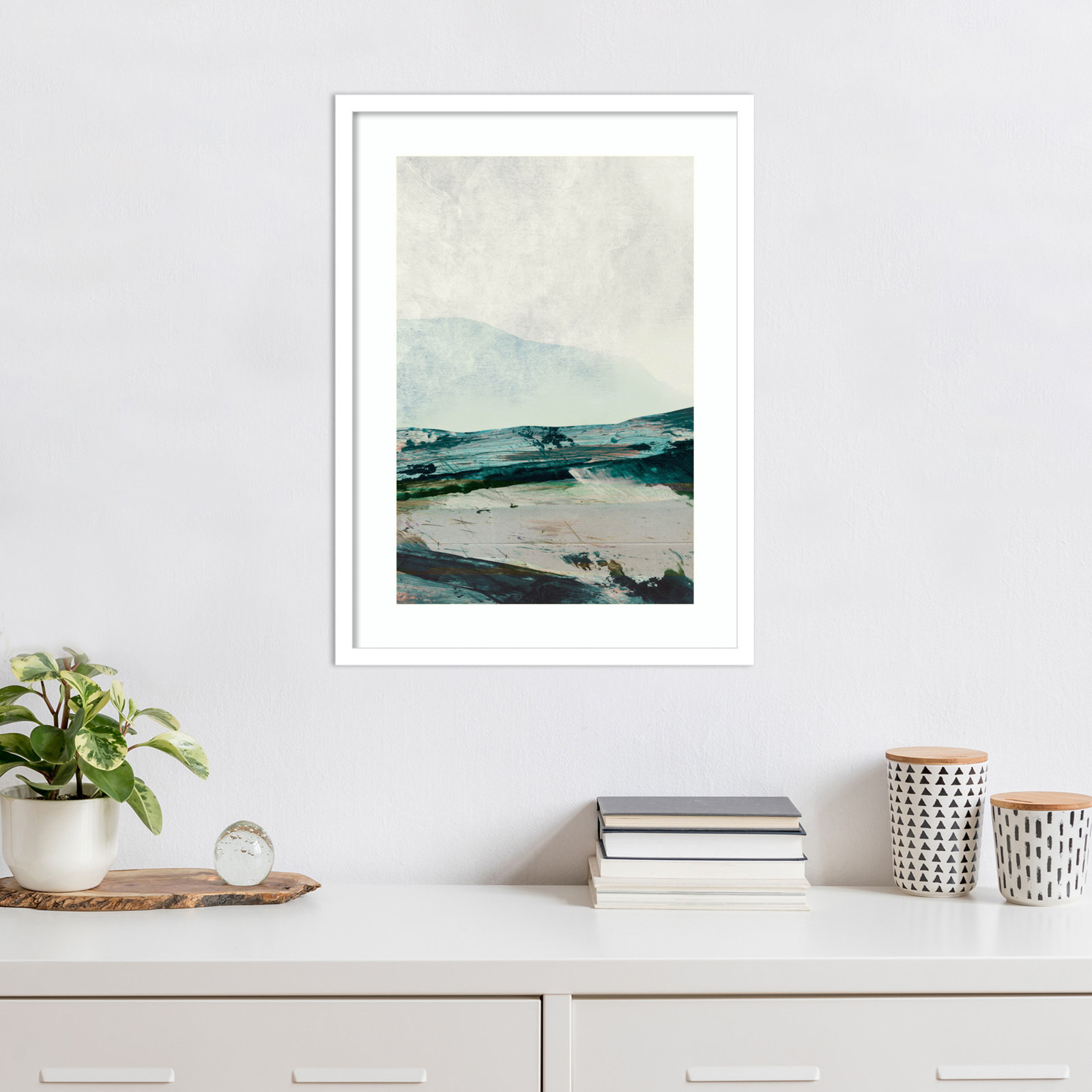 Cleve "Mountain Mists" Print by Dan Hobday, 25" H x 19" W, White Framed