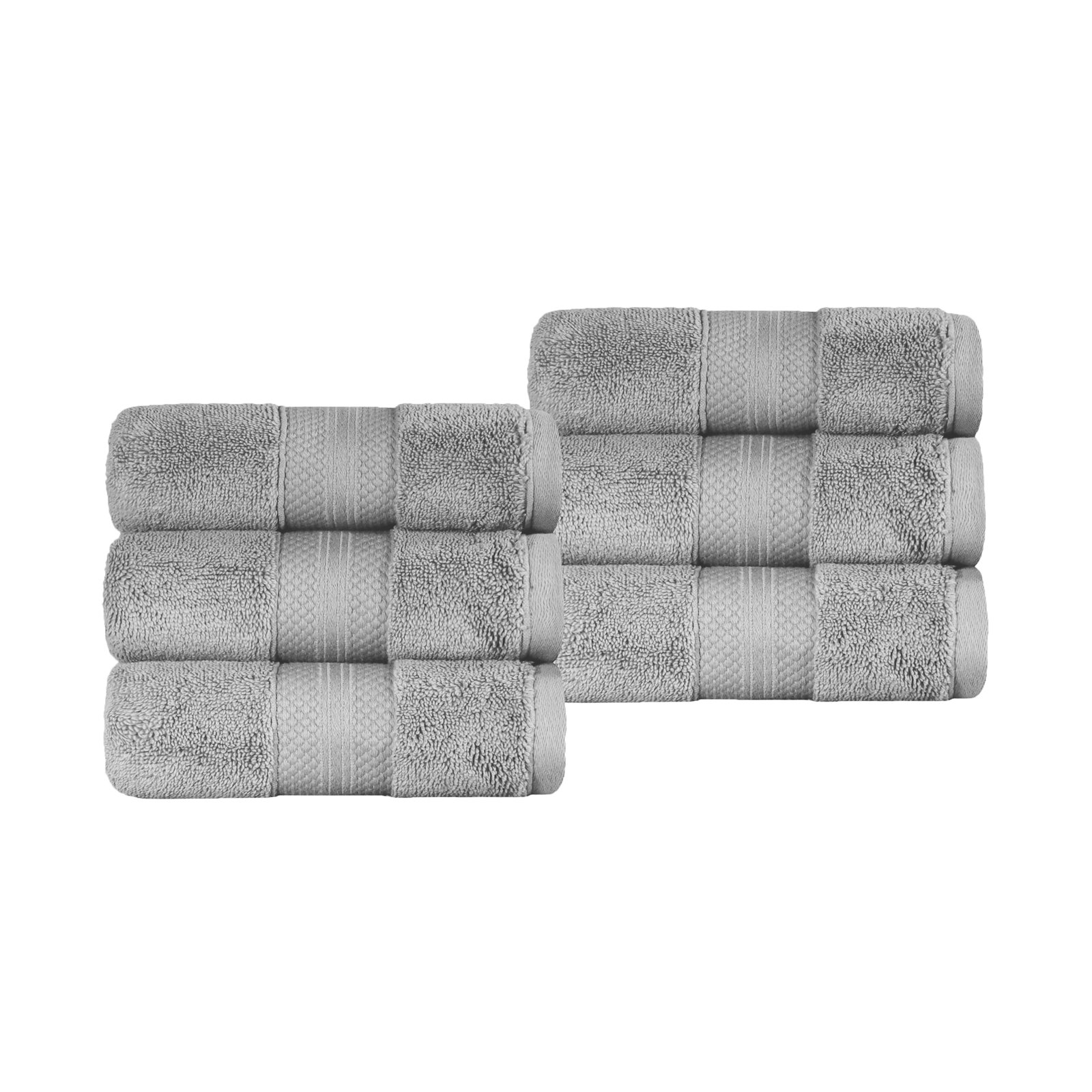 Finnian Ultra-Plush Heavyweight, 100% Turkish Towel Collection, Gray, Hand Towels - 6 Pack