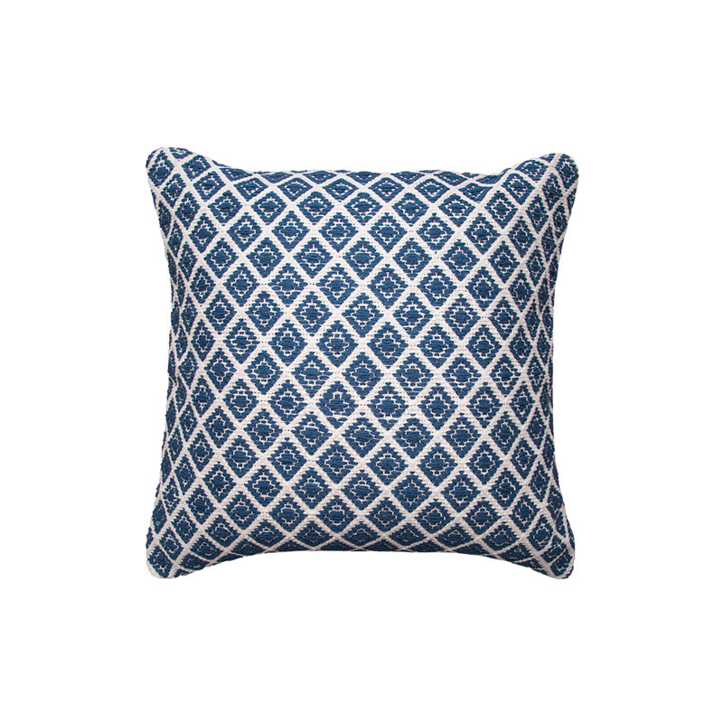 Bianca Geometric Woven Square Throw Pillow, Navy Blue