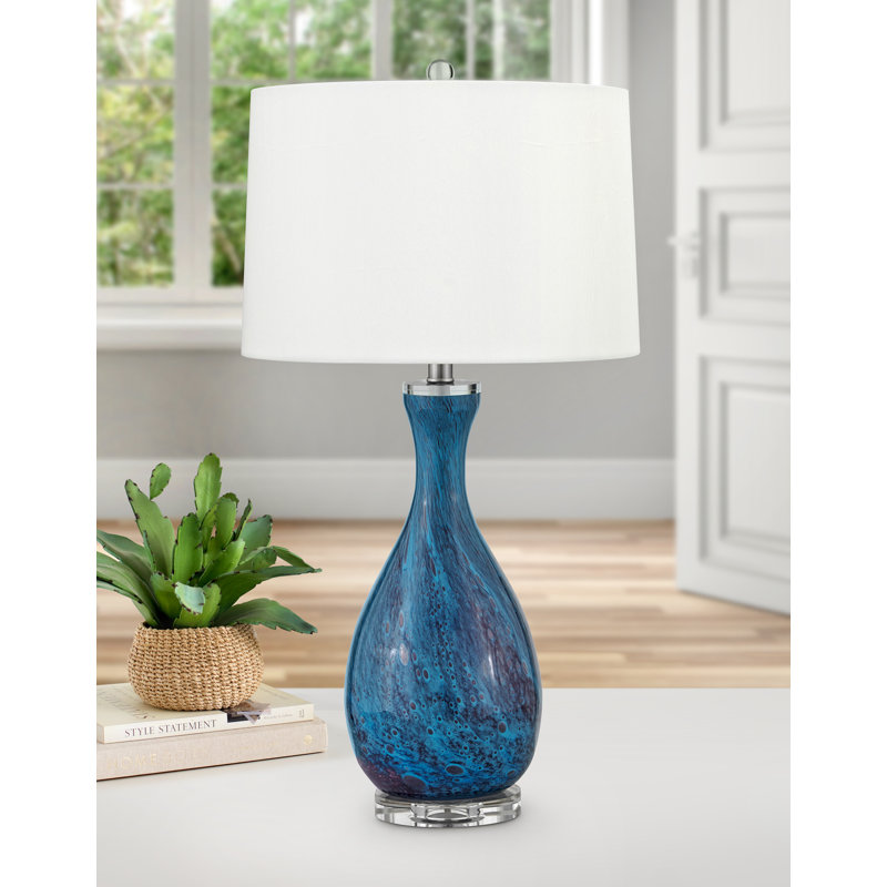 Balsamo 30" Light Blue and Dark Blue Table Lamp with USB Port