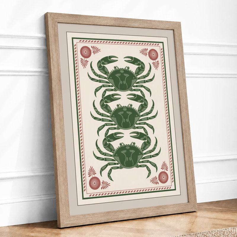 Three Crabs In Ceremony Vintage - Print, Oak, A4 - 29.7 x 21.0 cm