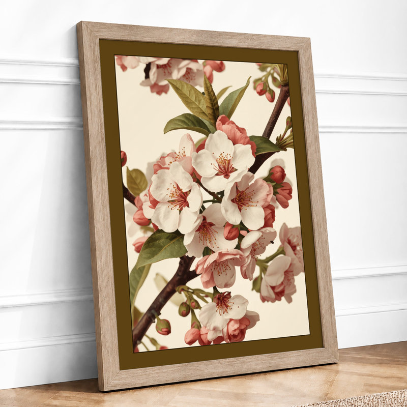 Flowering Branch Botanical - Framed Print, A3 - 42.0 x 29.7 cm, Oak