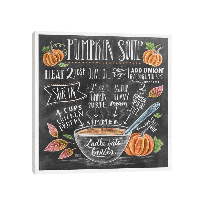 Pumpkin Soup Recipe by Lily & Val - Print on Canvas, White Framed Canvas, 66.04 cm H x 66.04 cm W