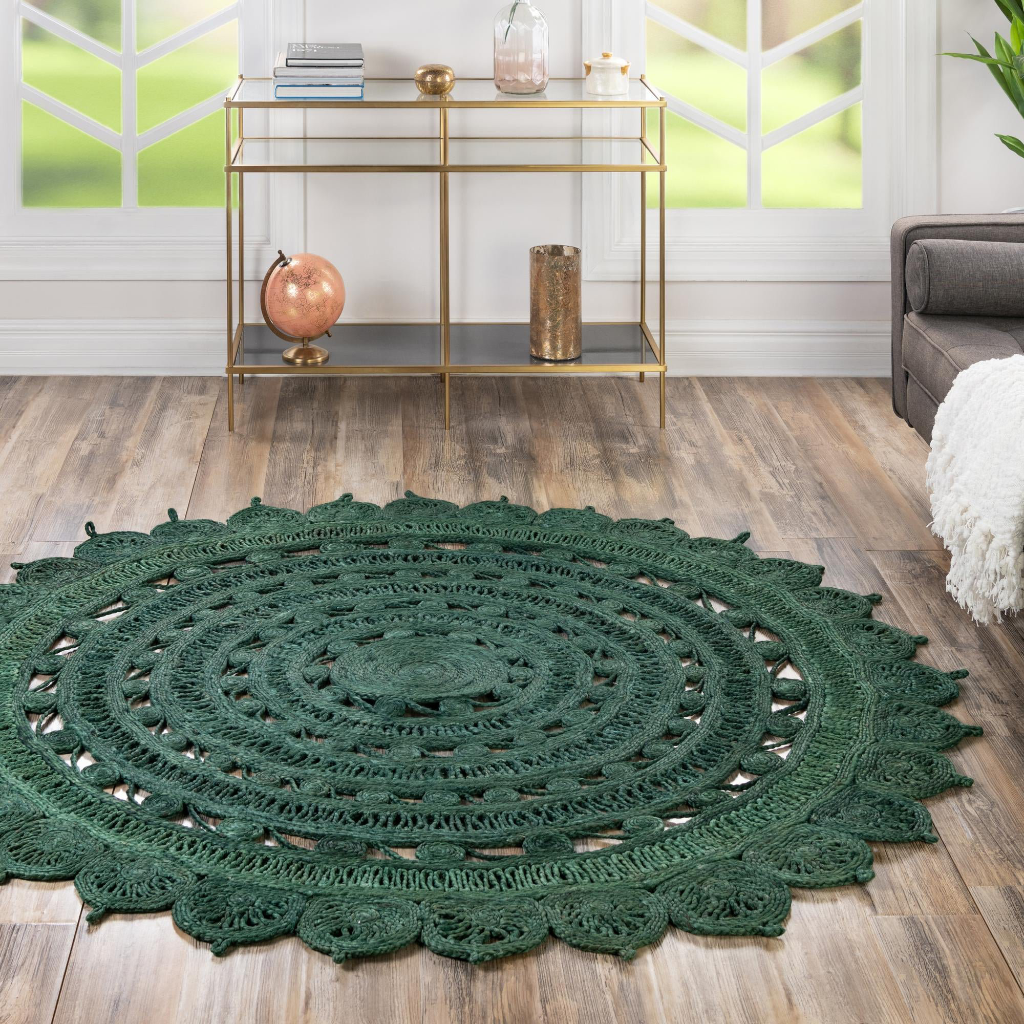 Langley Street® Oval Migel Oriental Power Loomed Jute Area Rug in Hunter Green & Reviews | Wayfair