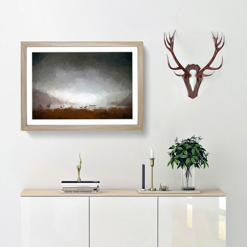 View of Stirling in Scotland in Abstract - Picture Frame Graphic Art Print, 40cm H x 60cm W x 2cm D, Oak