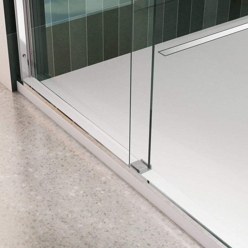 Sliding Bypass Shower Door - 5/16" Tempered Clear Glass, Brushed Nickel, Easy To Clean, Bathroom With Nano Clean Technology Leak