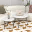 Table basse blanche et ronde en forme de marbre de 2 - Base en métal pour chambre à coucher, salon, bureau 28,04 po