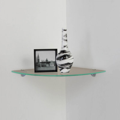 Ayiesha Triangle Glass Corner Shelf with Adjustable Shelves