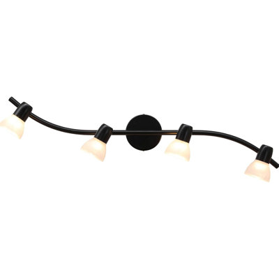 4-Light Modern Black Curved Track Light Kit with Adjustable Head