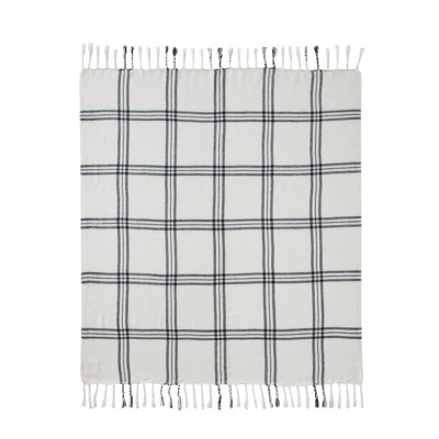 Leena Plaid Fringe Throw, 50" x 60"