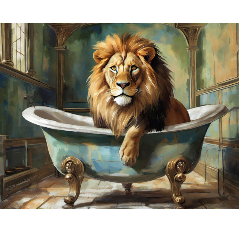 «Lion Bathaign» sur toile, H 26 po x l 32 po