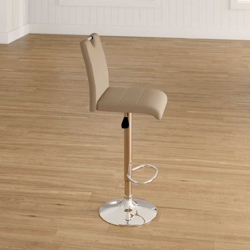 Axtyn Swivel Upholstered Adjustable Height Counter Stool with Metal Frame, Cappuccino