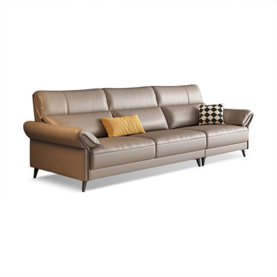 Light-grey Genuine Leather Modular Sofa cushion couch