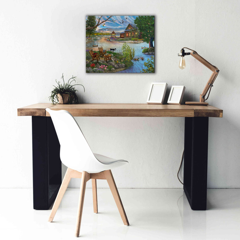 Winston Porter «Coffee On The Lakeshore» par Bigelow, art mural sur toile, 24 po x 20 po