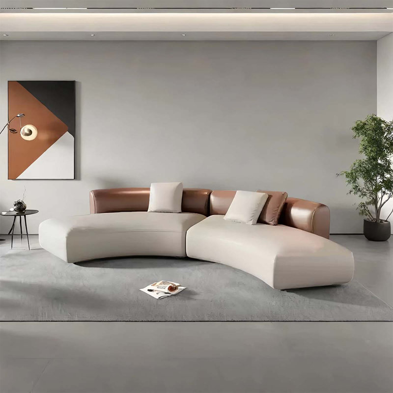 Combinaison de canapé en forme d'arc avec aire de repos, Brun