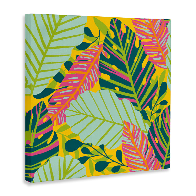 Tropical Leaf Toss Canvas, design by Jilly Jack Designs, 30" H x 30" W